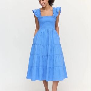 Hill House Ellie Nap Dress in Hydrangea Blue textured clip dot